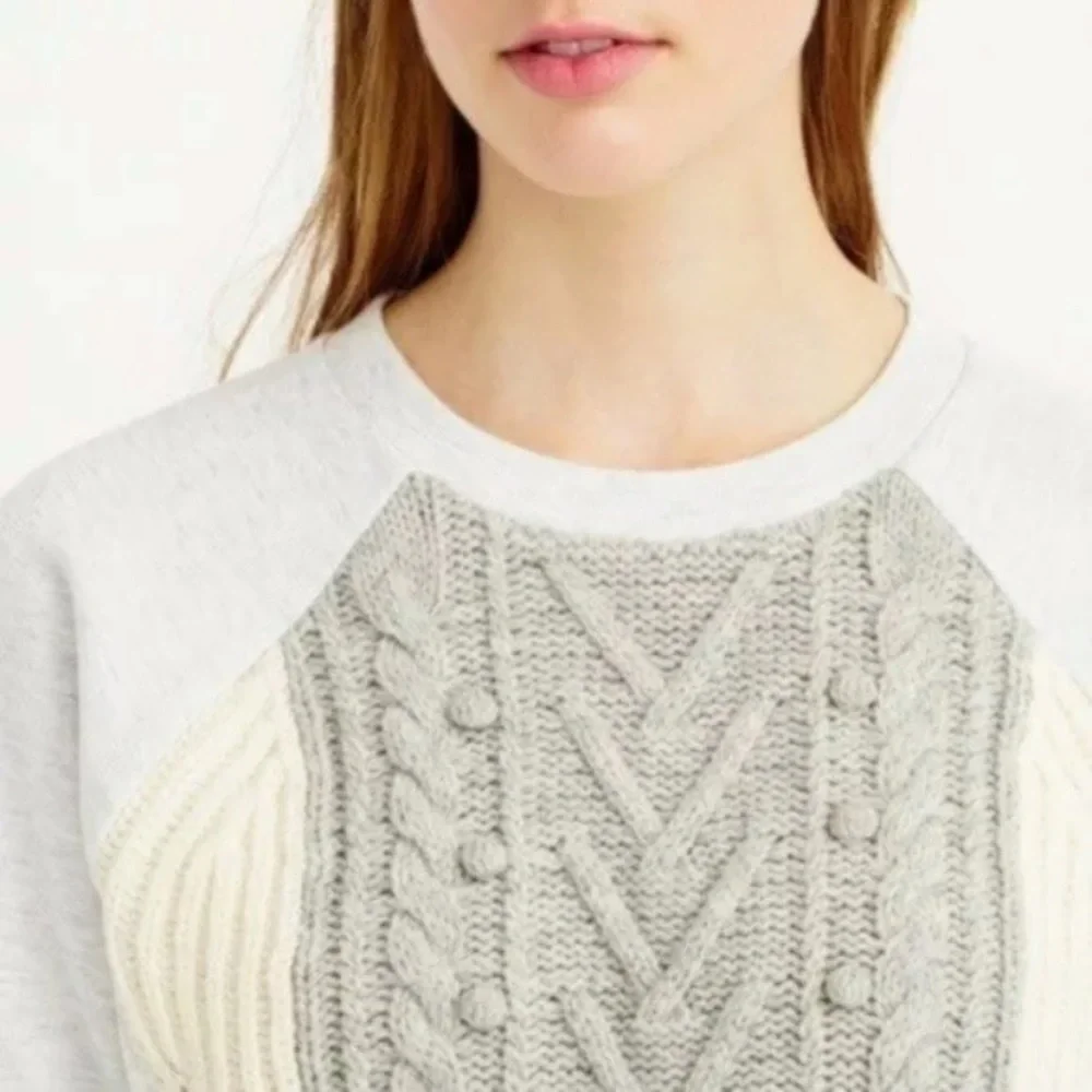 J crew Knit Wool Pom Pom Sweater Grey Sweatshirt S - Picture 2 of 5